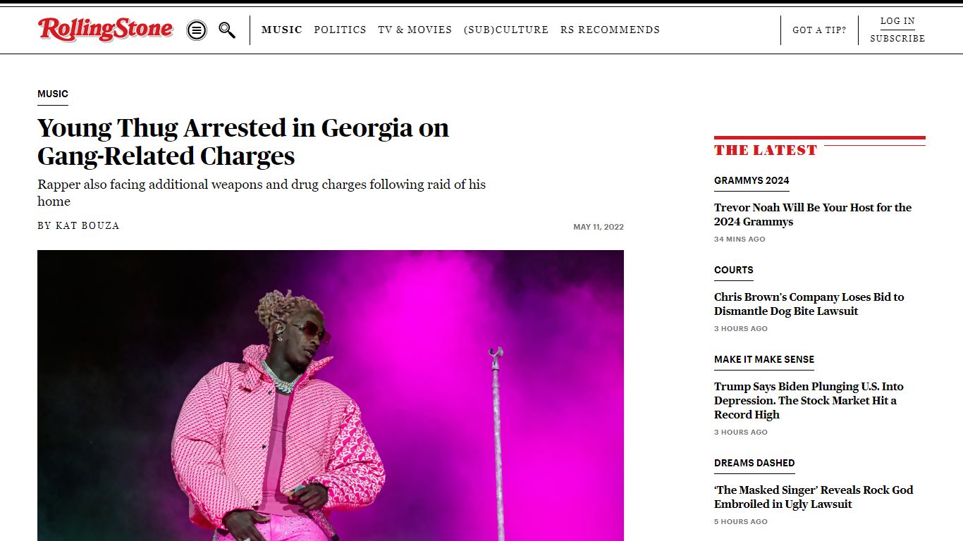 Young Thug Arrested on Gang-Related Charges - Rolling Stone